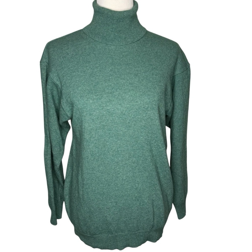 German Made Women’s Sea Foam Green Wool Cashmere Turtleneck Sweater Size 36 38 M